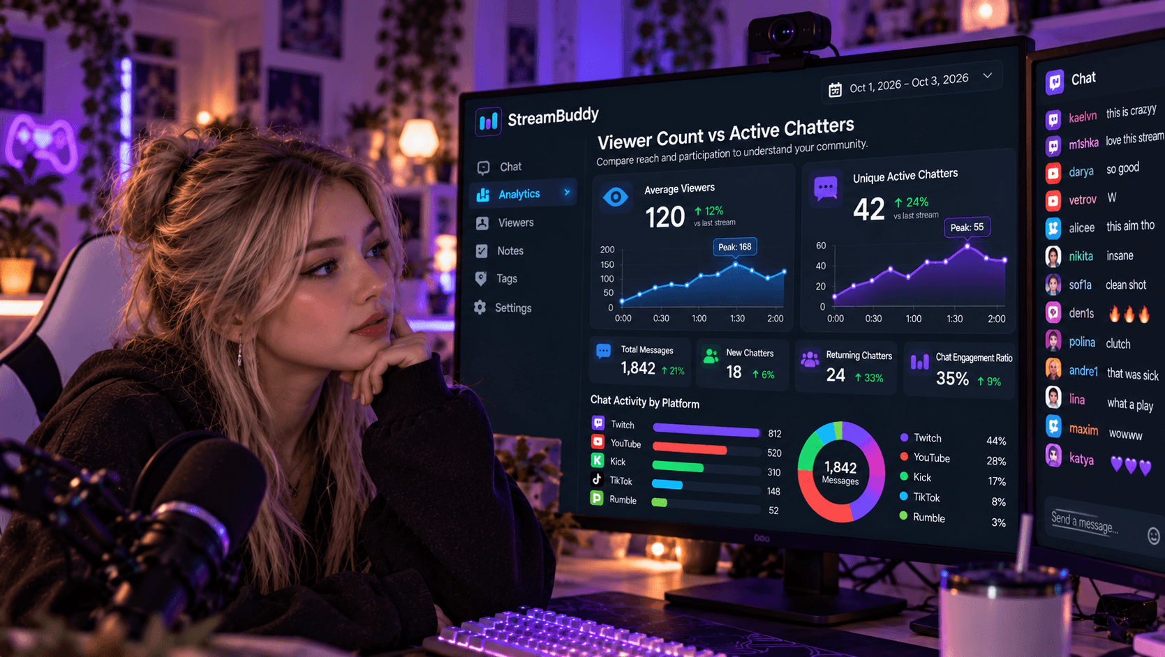 Viewer count vs active chatters: what streamers should measure